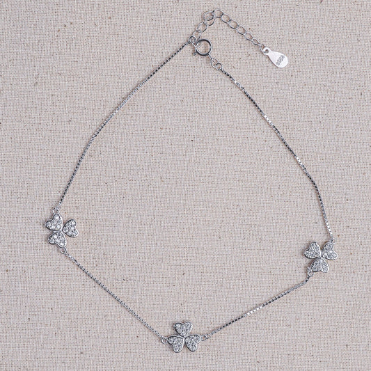 Silver Dreamy Heart Bloom Anklet