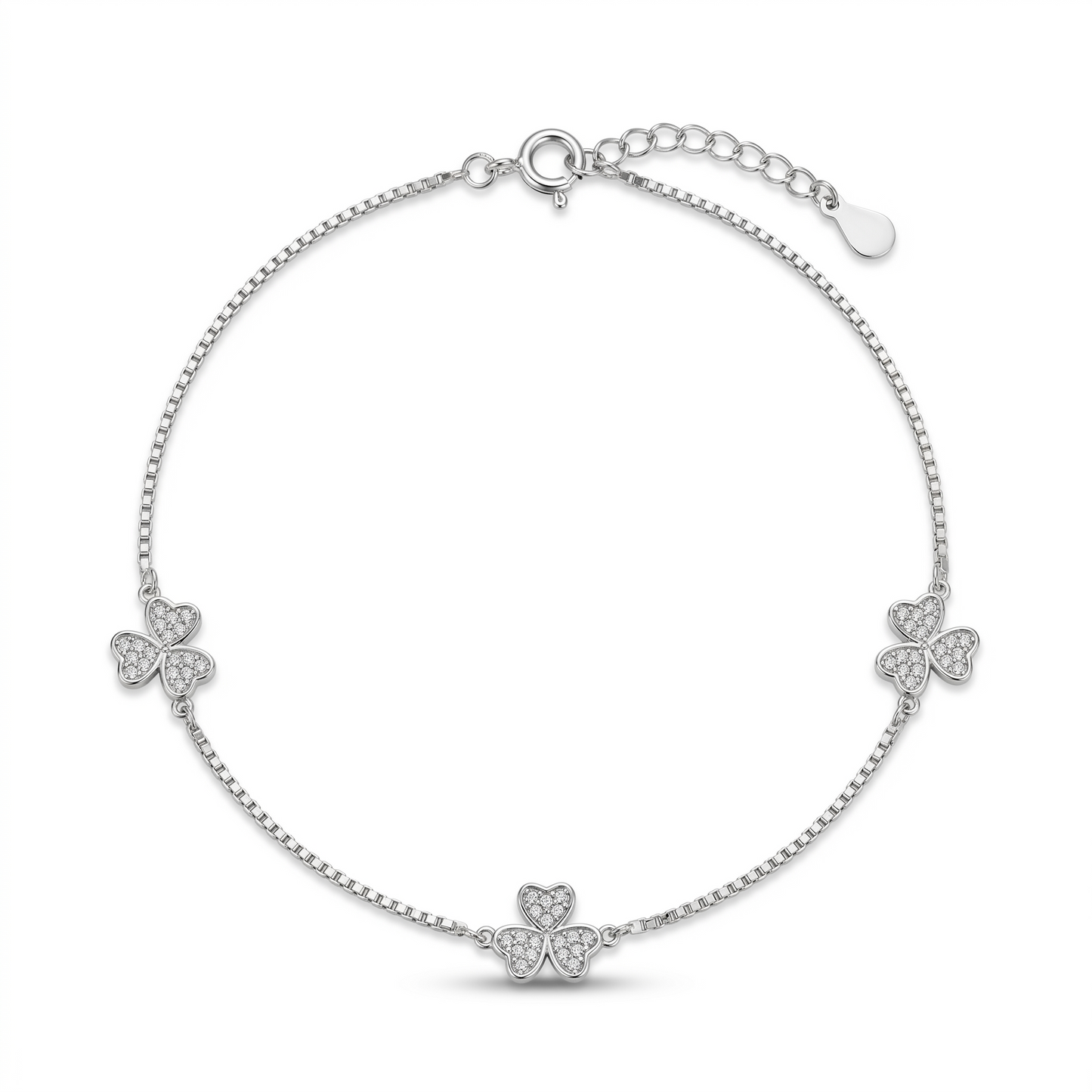 Silver Dreamy Heart Bloom Anklet