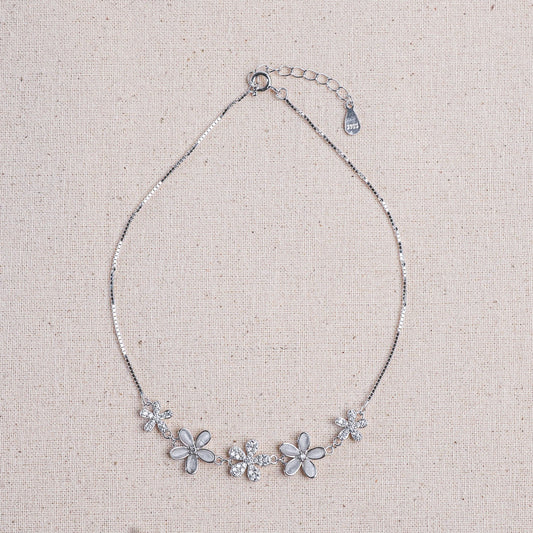 Silver Classic Petal Whisper Anklet