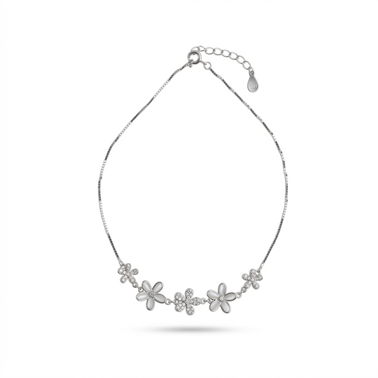 Silver Classic Petal Whisper Anklet