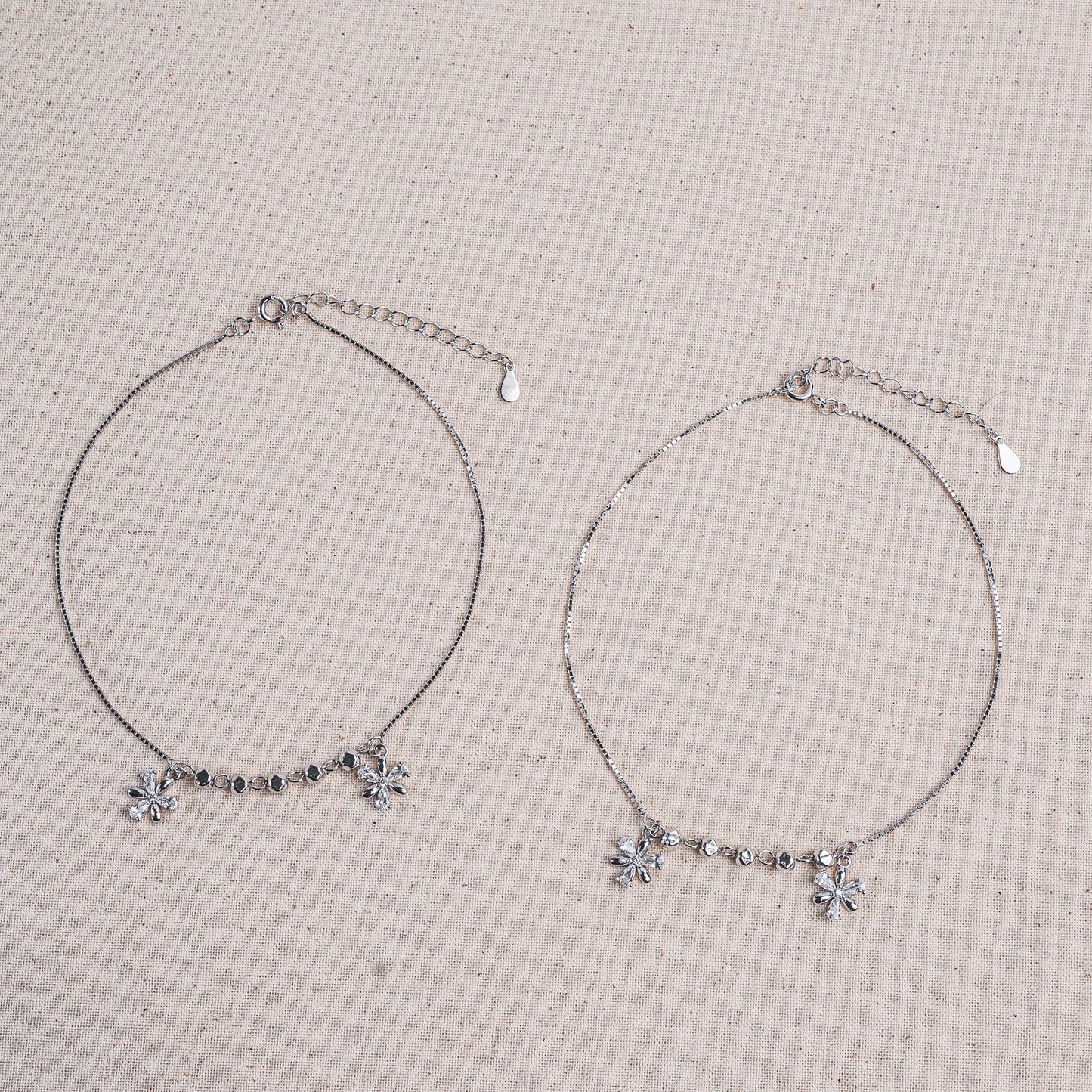 Silver Floral Petal Delight Anklet