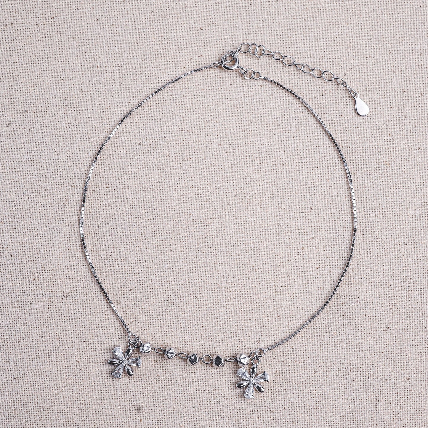 Silver Floral Petal Delight Anklet