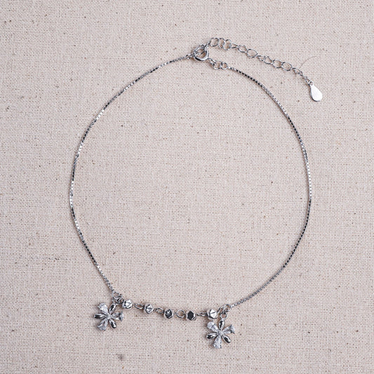 Silver Floral Petal Delight Anklet