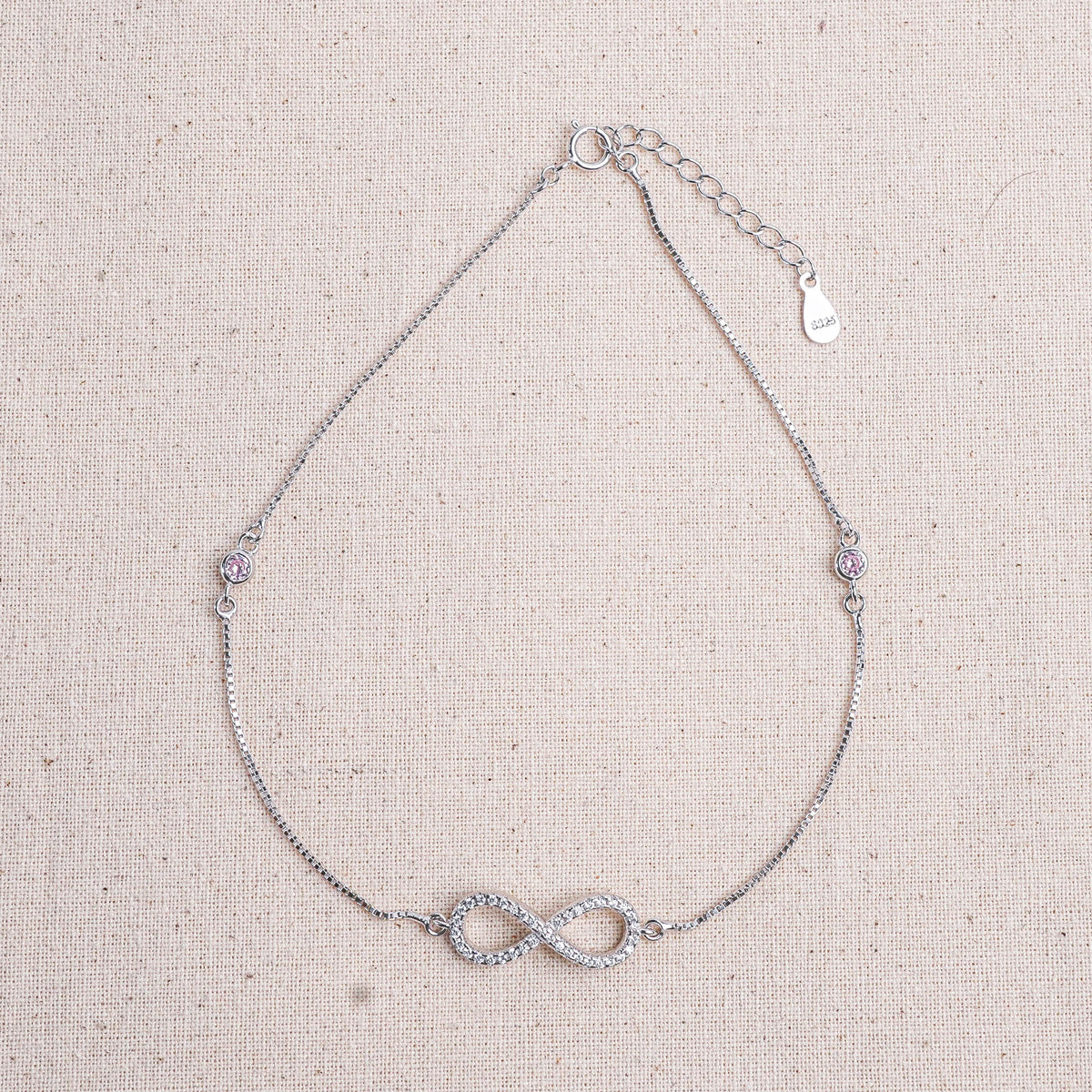 925 Sterling Silver Timeless Infinity Link Anklet