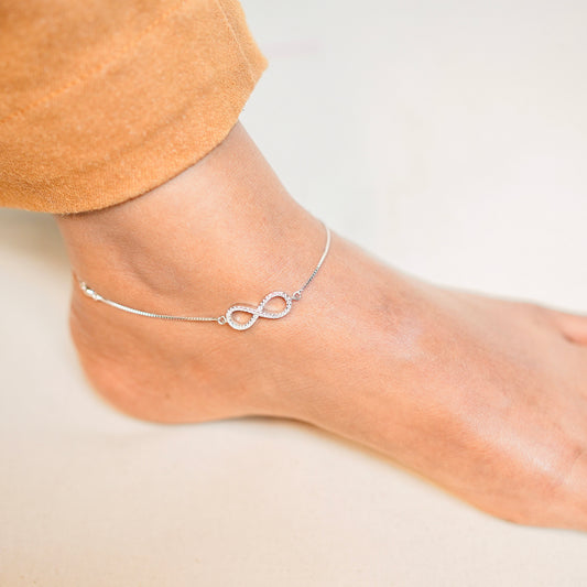 Silver Timeless Infinity Link Anklet