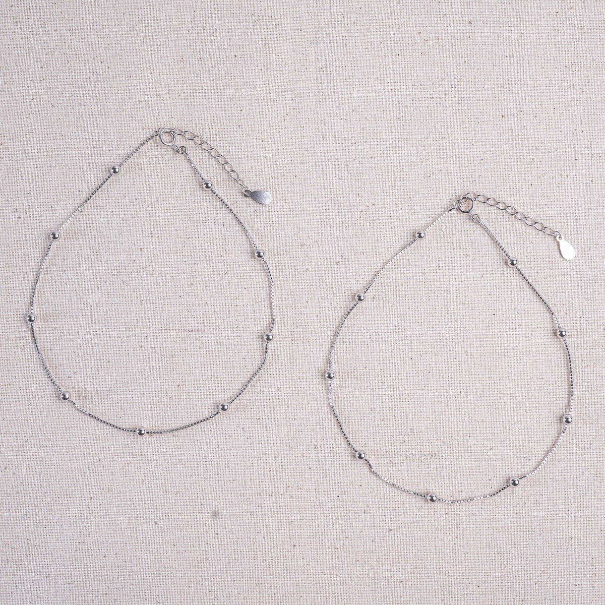925 Sterling Silver Minimal Beaded Elegance Anklet
