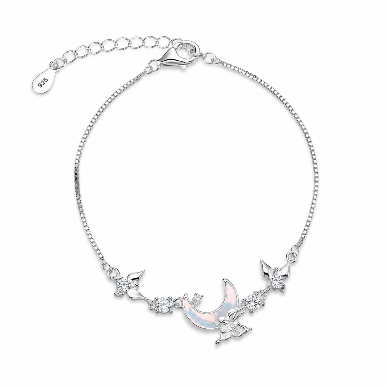 Silver Celestial Butterfly Moon Bracelet
