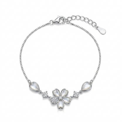 Silver Radiant Floral Petal Bracelet