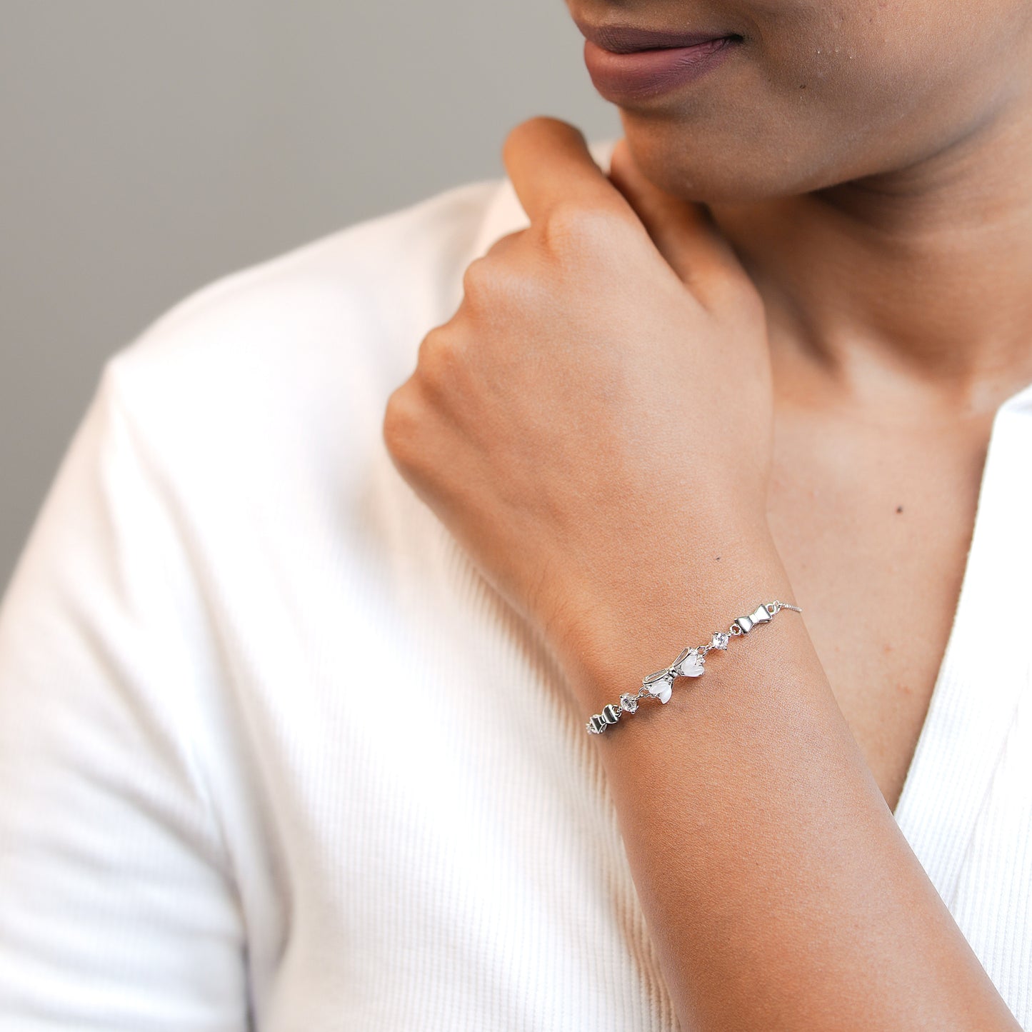 Silver Bow Aura Bracelet