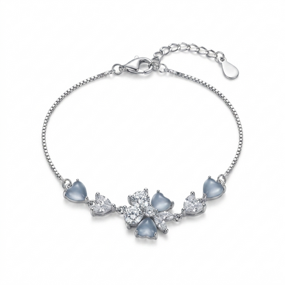 Silver Heart Petal Mist Bracelet