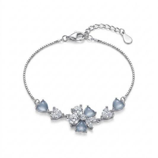 Silver Heart Petal Mist Bracelet