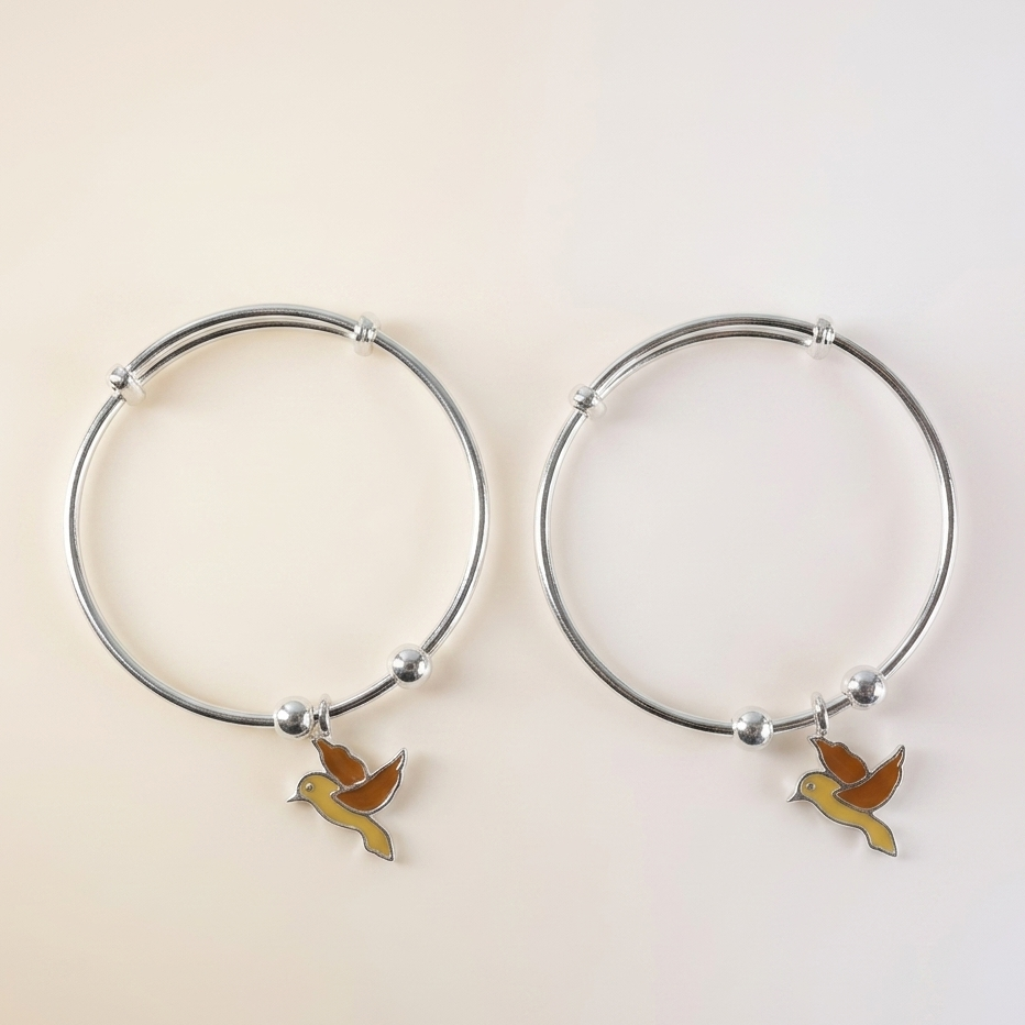 Silver Hummingbird Baby Bangle Bracelet