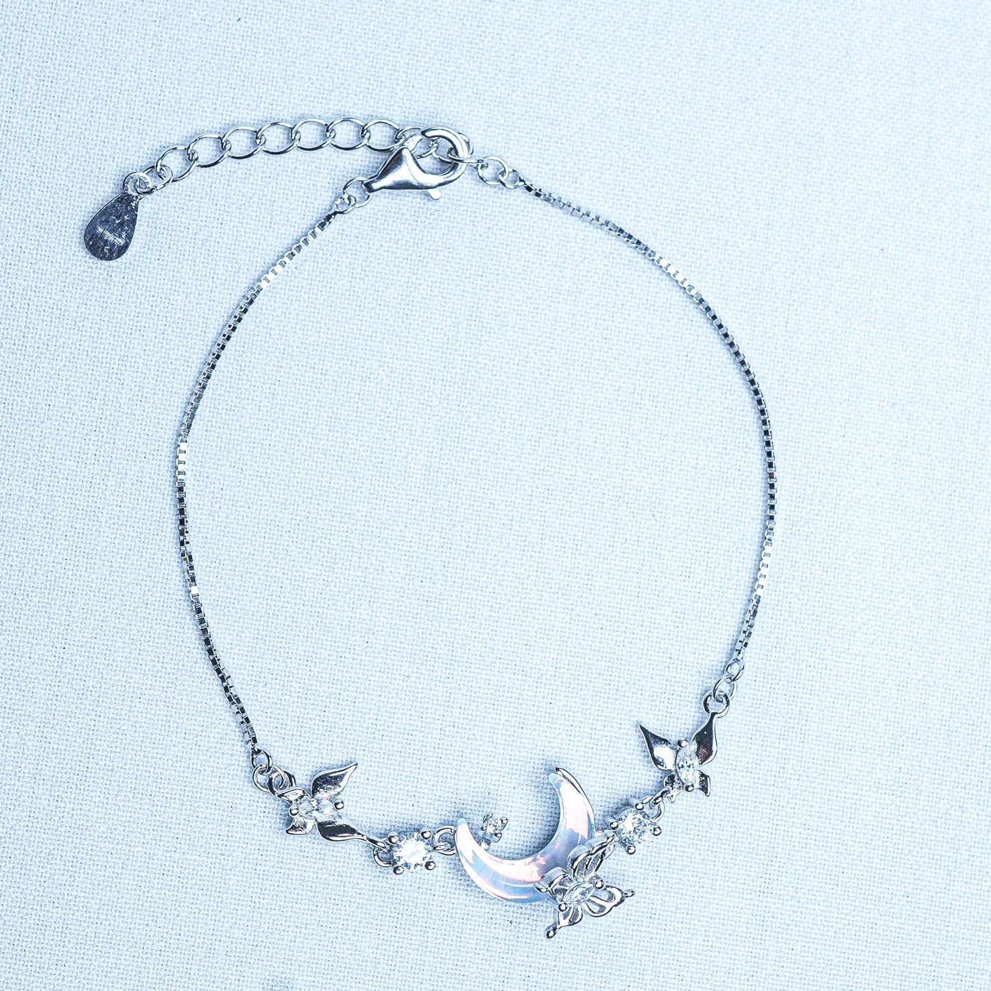 Silver Celestial Butterfly Moon Women Chain Bracelet