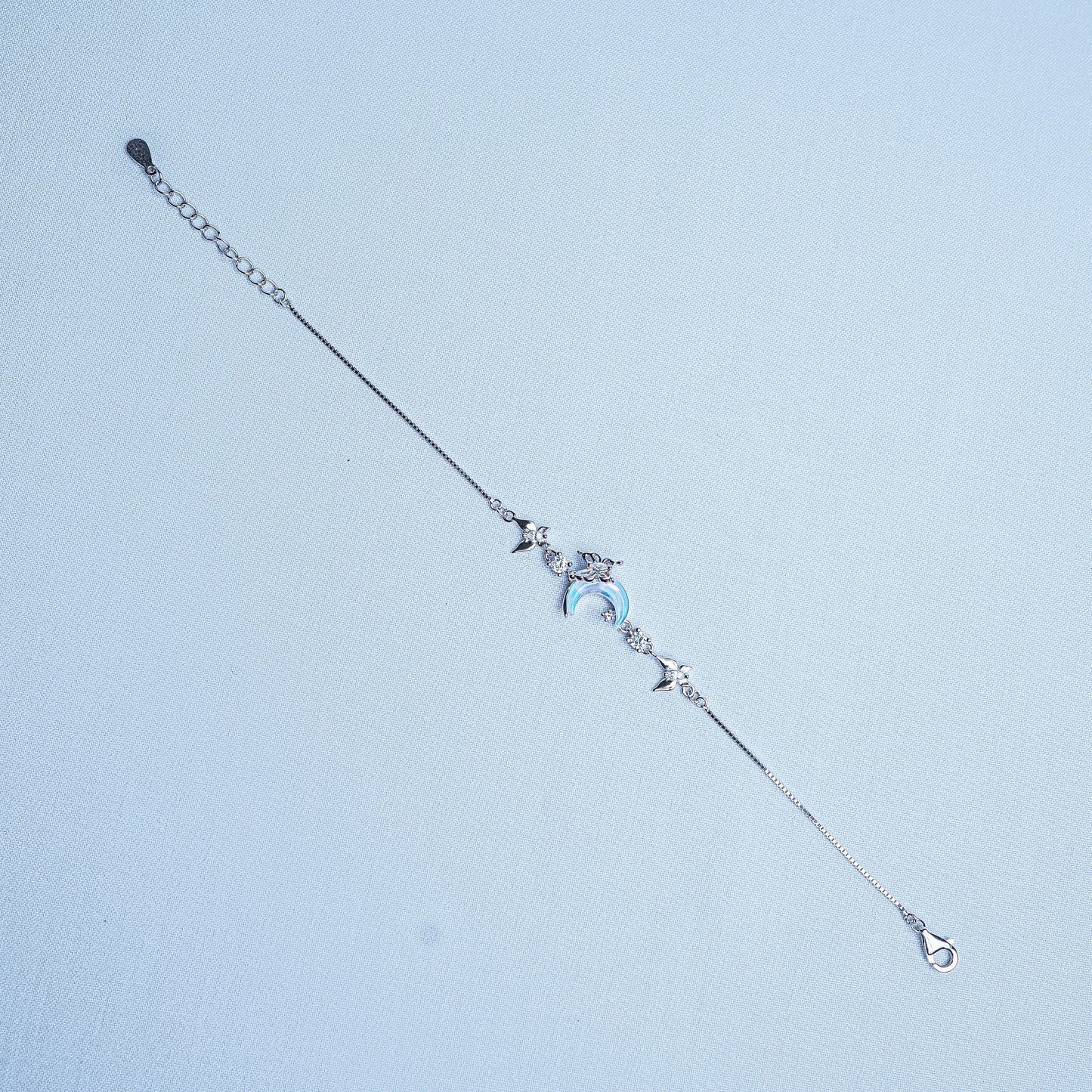Silver Celestial Butterfly Moon Women Chain Bracelet