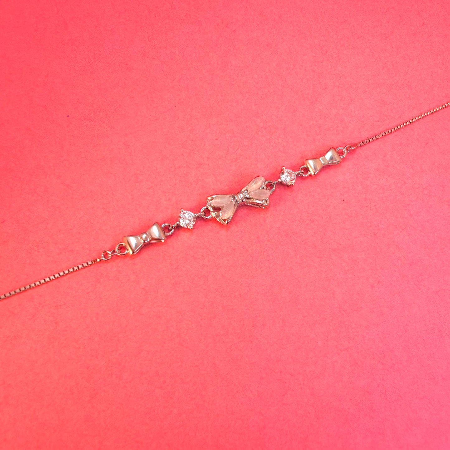 925 Sterling Silver Bow Aura Women Chain Bracelet