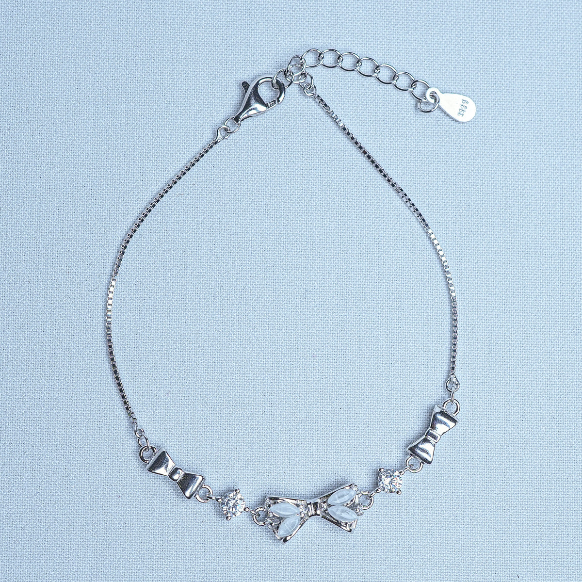 925 Sterling Silver Bow Aura Women Chain Bracelet