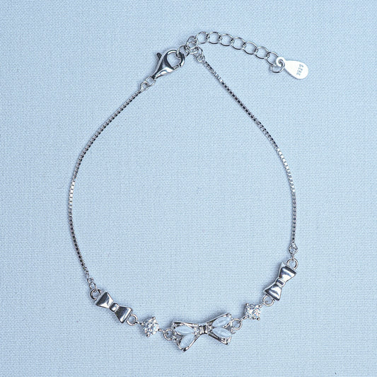 Silver Bow Aura Women Chain Bracelet