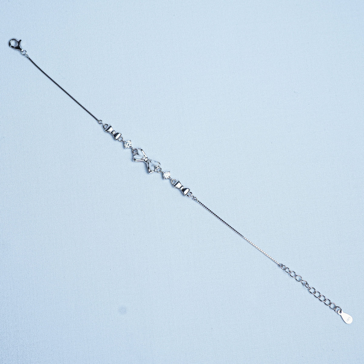 925 Sterling Silver Bow Aura Women Chain Bracelet