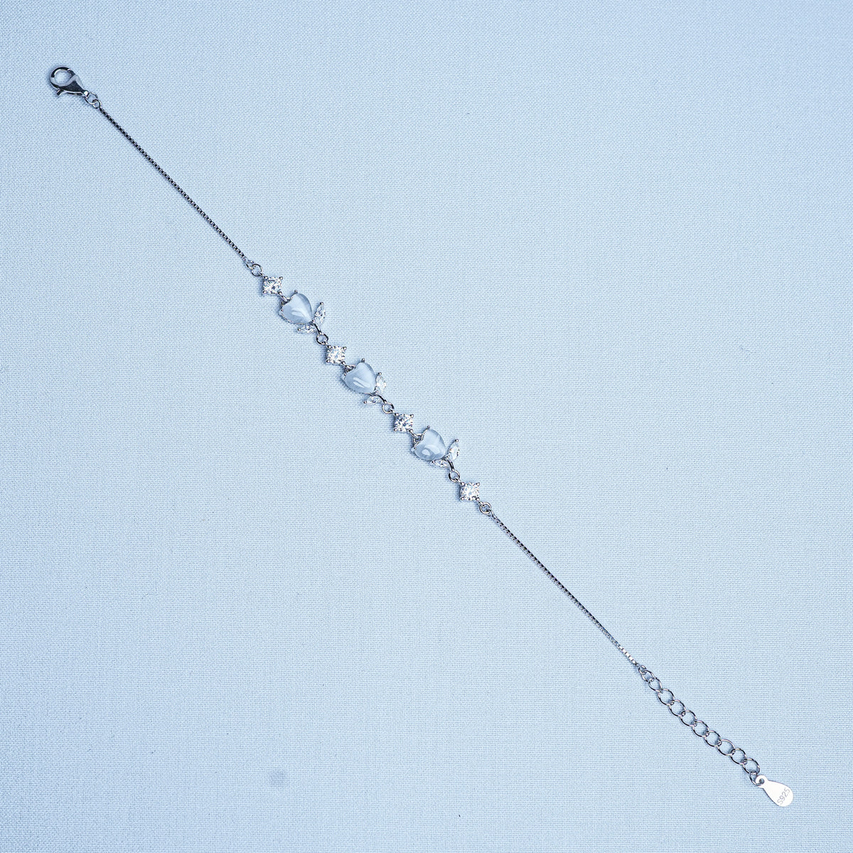 925 Sterling Silver Tulip Soft Glow Women Chain Bracelet