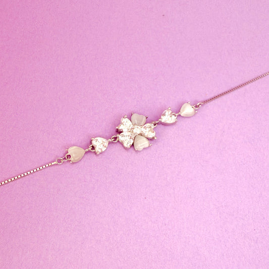 925 Sterling Silver Heart Petal Mist Women Chain Bracelet