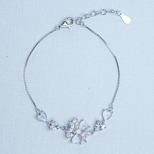 Silver Heart Petal Mist Women Chain Bracelet