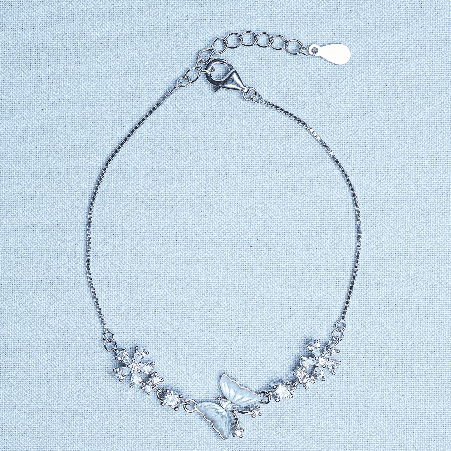 Silver Butterfly Petal Blooming Women Chain Bracelet