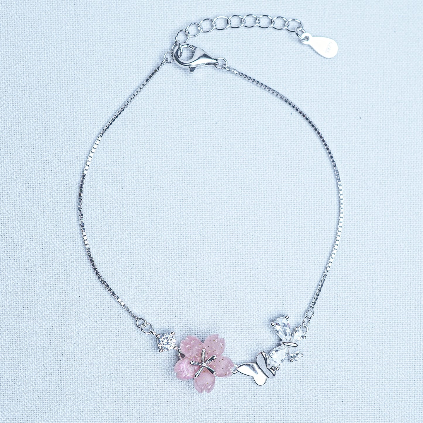 Silver Butterfly Petal Blooming Women Chain Bracelet