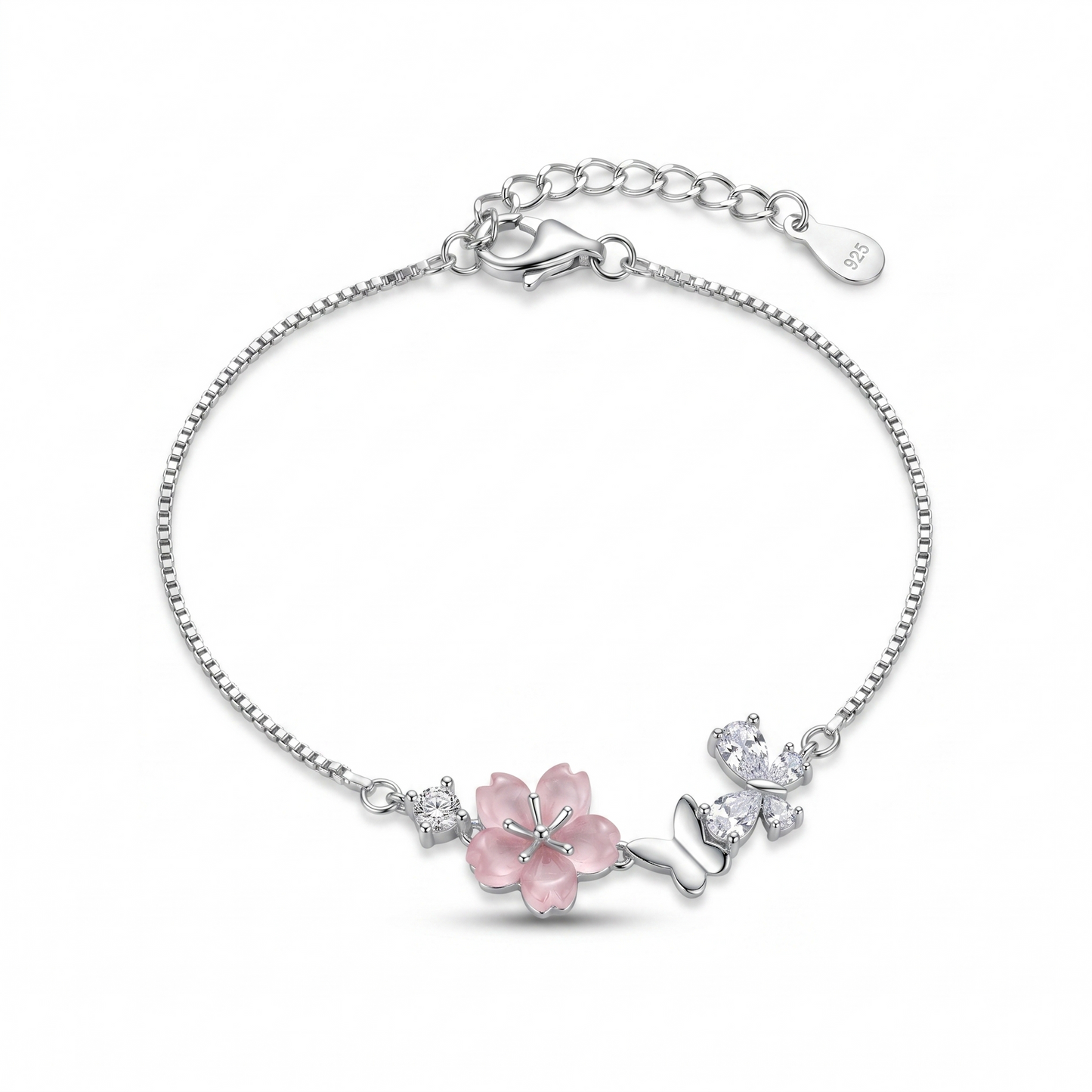 Silver Butterfly Petal Blooming Women Chain Bracelet