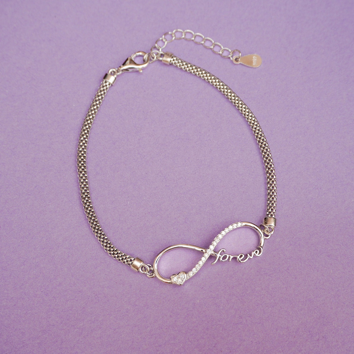 925 Sterling Silver Infinity Forever Charm Bracelet