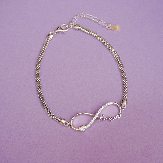 925 Sterling Silver Infinity Forever Charm Bracelet