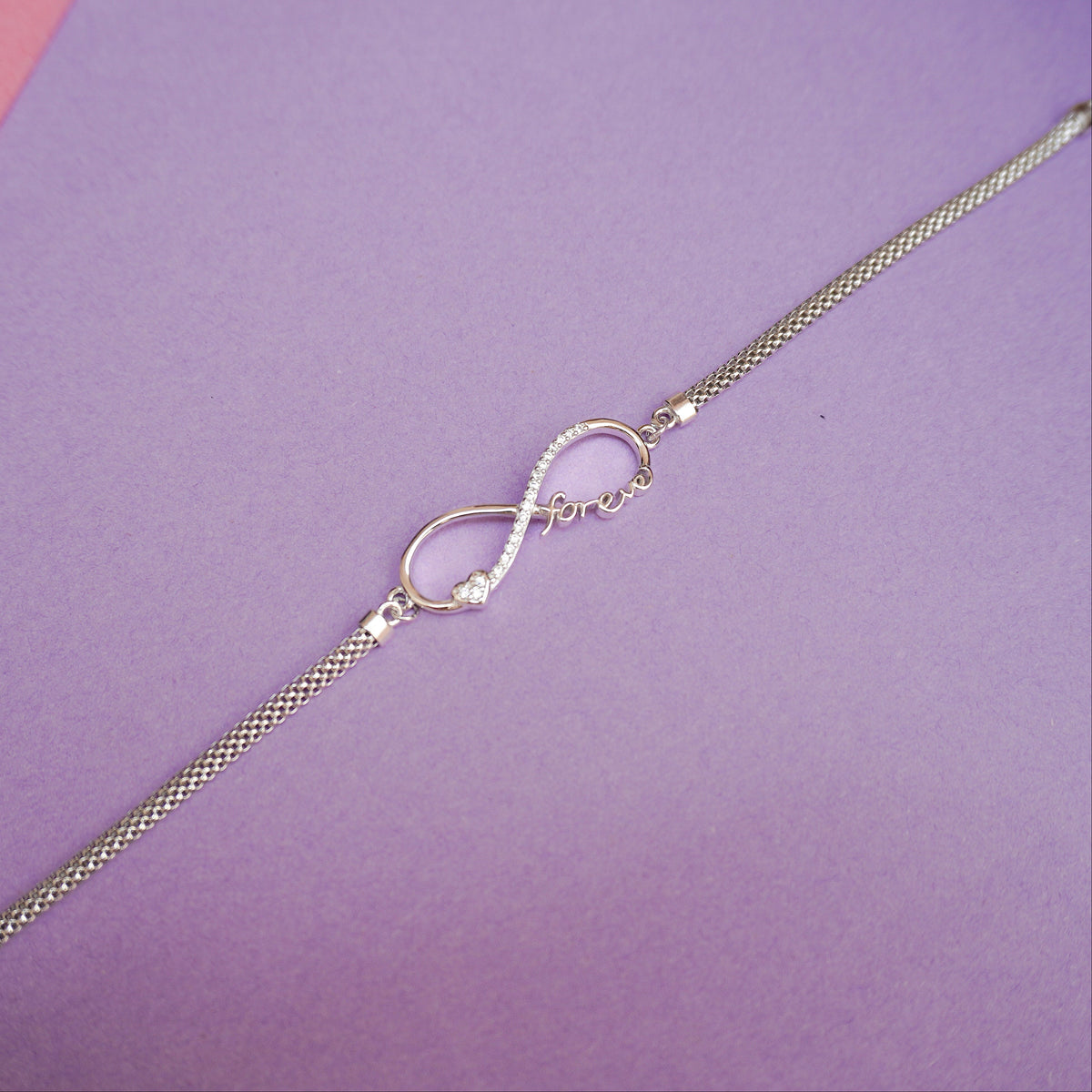 925 Sterling Silver Infinity Forever Charm Bracelet