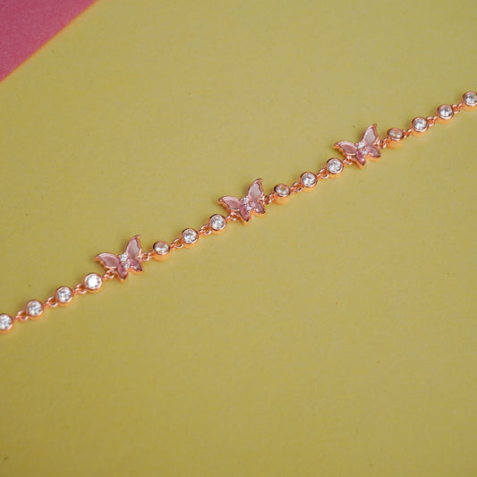 925 Sterling Silver Rosegold Butterfly Bracelet