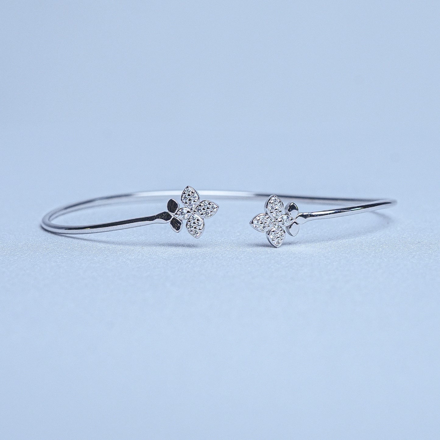 Silver Crystal leaf Women Cuff Bracelet