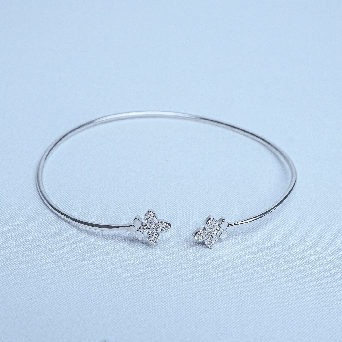 Silver Crystal leaf Women Cuff Bracelet