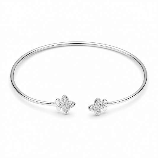 Silver Crystal leaf Women Cuff Bracelet