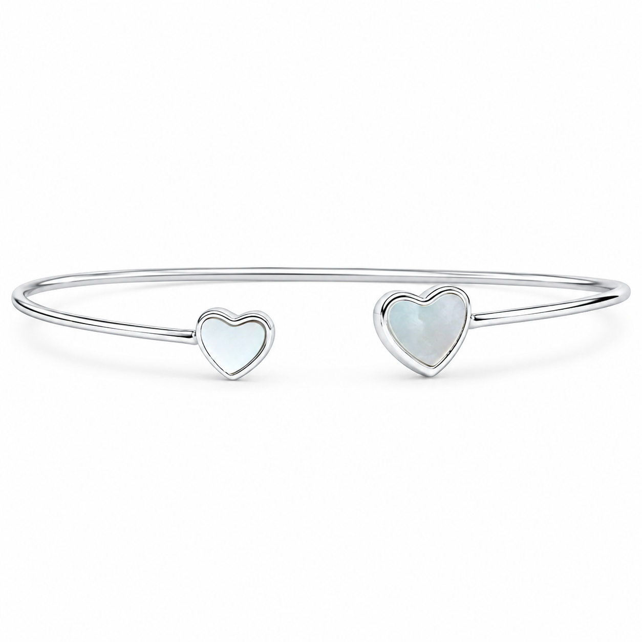 Silver Eternal Heart Women Cuff Bracelet