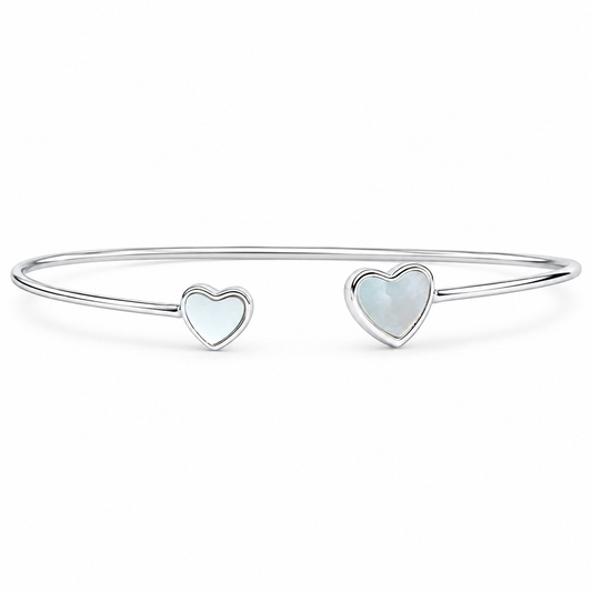 Silver Eternal Heart Women Cuff Bracelet