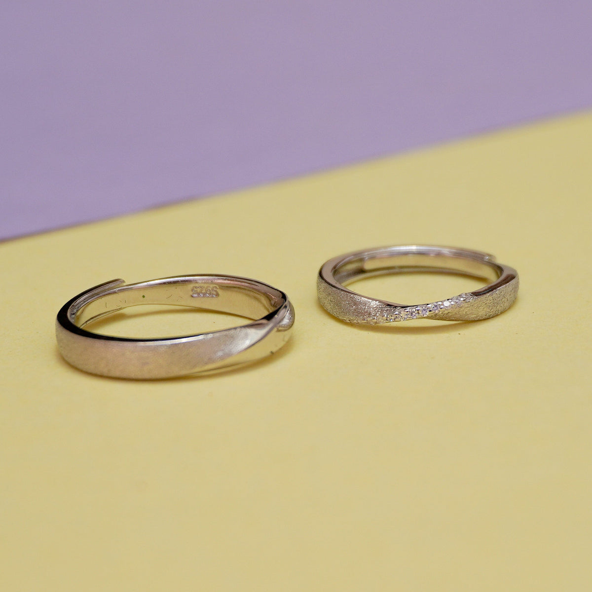 925 Sterling Silver Twisted Couple Ring