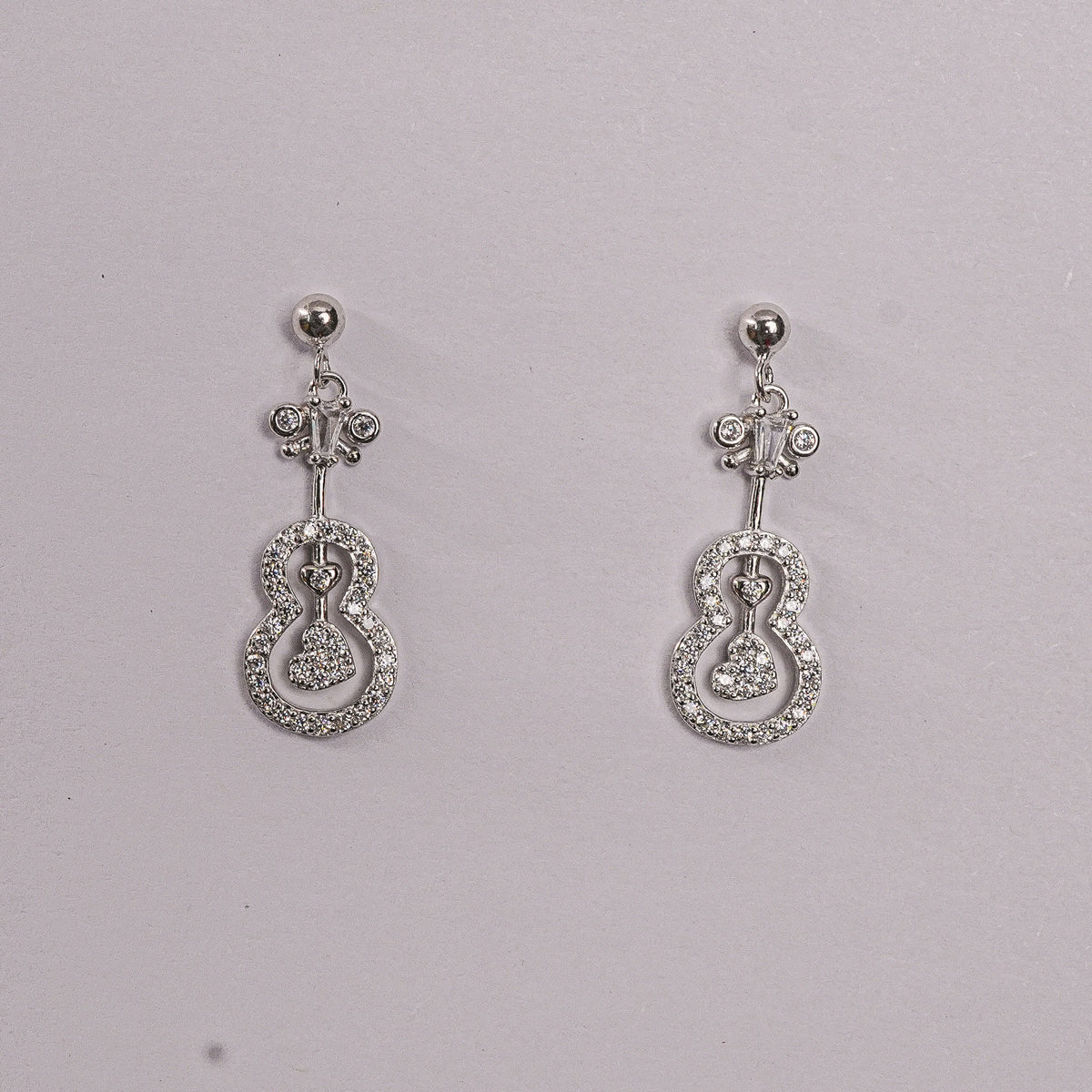 925 Sterling Silver Love String Guitar Drop Earrings