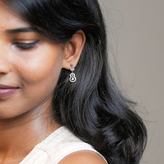 Silver Love String Guitar Drop Earrings