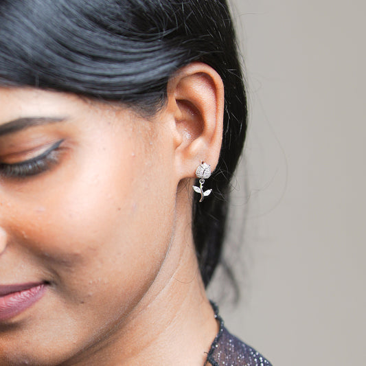 Silver Pure Tulip Drop Earrings