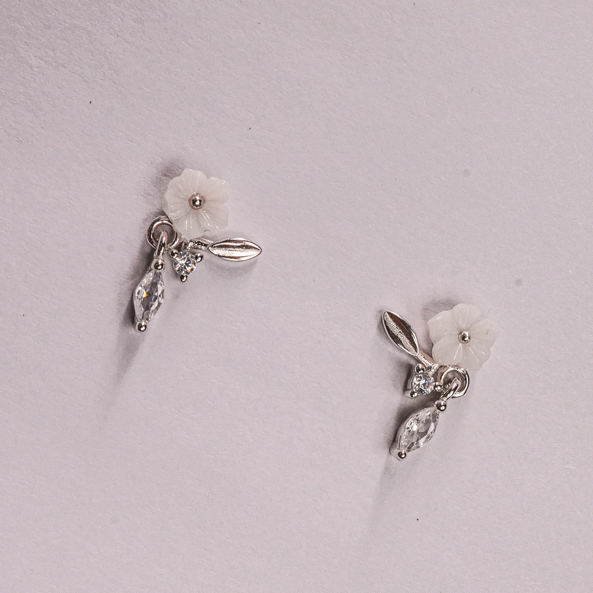 925 Sterling Silver Twin Petal Drop Earrings