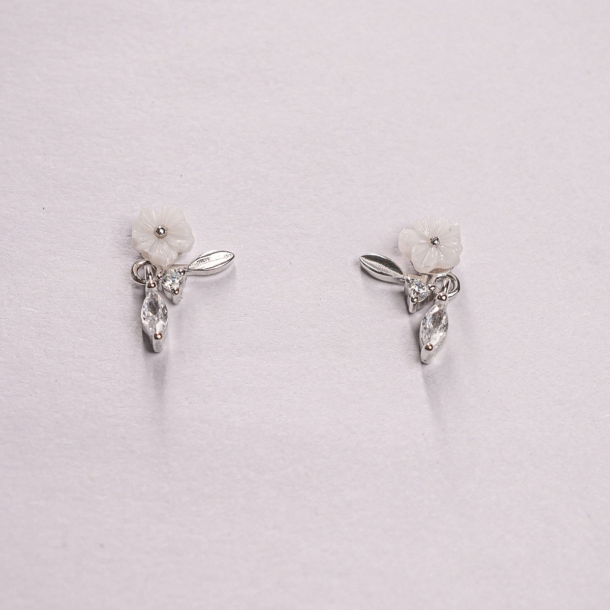 925 Sterling Silver Twin Petal Drop Earrings