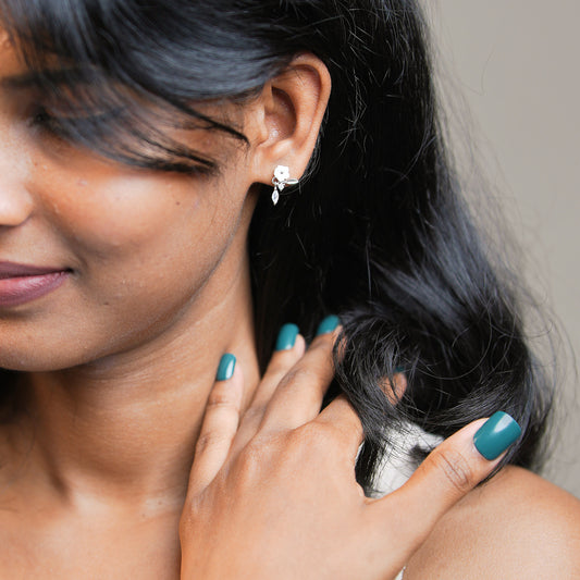 925 Sterling Silver Twin Petal Drop Earrings