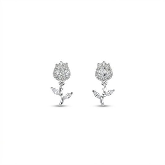 Silver Pure Tulip Drop Earrings