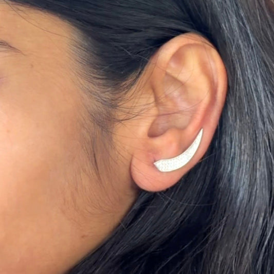 925 Sterling Silver Shaped Crystal Ear Cuff