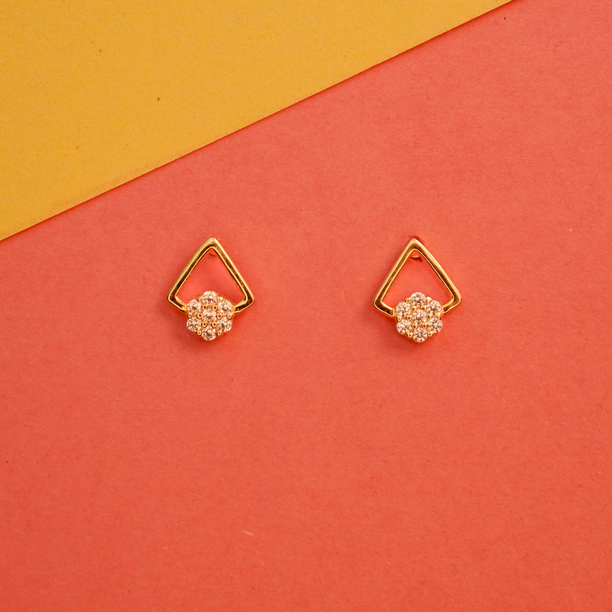 925 Sterling Silver Gold Polish Kiyara Stud Earring