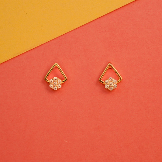 925 Sterling Silver Gold Polish Kiyara Stud Earring