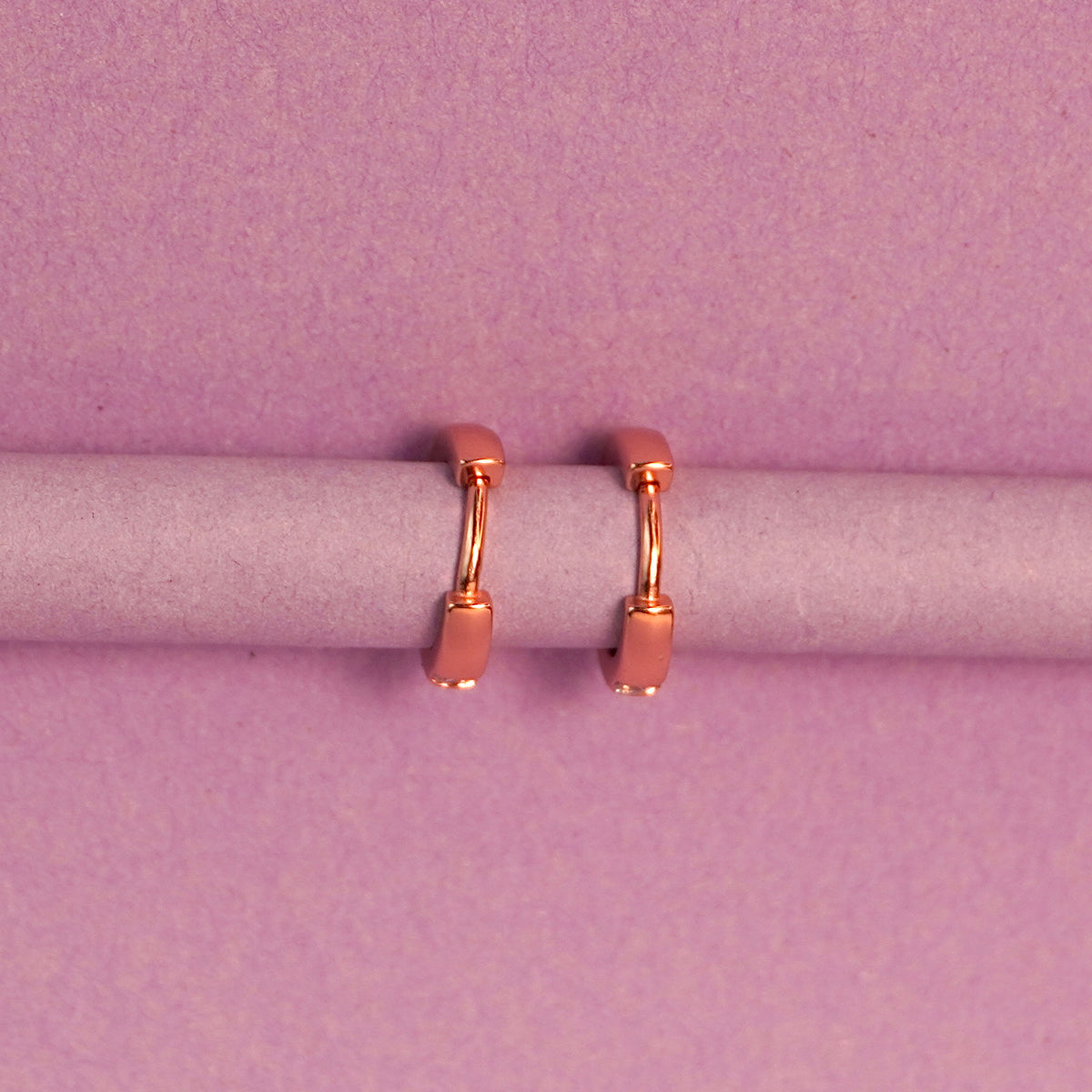 925 Sterling Silver Single Twisted & Stones Rosegold plated Women Hoop Earrings