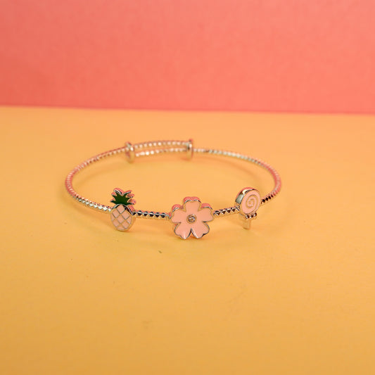 925 Sterling Silver cute pineapple, flowers, lolipop Kids Bangle
